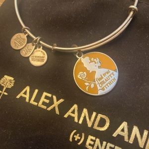 HTF Alex and Ani x Disney Belle Find True Beauty Within Silver Tone Bang…